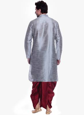 Men's Sliver kurta Maroon Dhoti 2