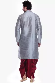 Men's Sliver kurta Maroon Dhoti