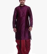 Men's Pink Voilet Kurta Maroon Dhoti