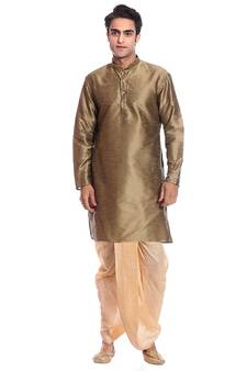 Men's Coper Gold Kurta Gold Dhoti