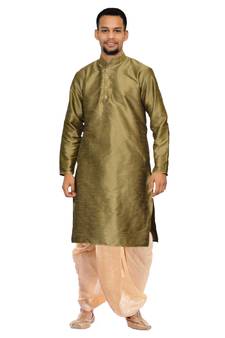 Men's Coper Gold Kurta Gold Dhoti