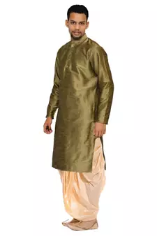 Men's Coper Gold Kurta Gold Dhoti
