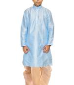 Men's Sky Blue kurta Gold Dhoti
