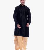 Men's Black kurta Gold Dhoti
