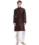 Men's Brown Kurta White Dhoti