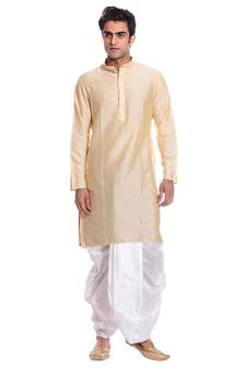 Men's Gold Kurta White Dhoti