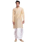 Men's Gold Kurta White Dhoti