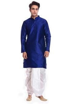 Men's Royal Blue Kurta White Dhoti