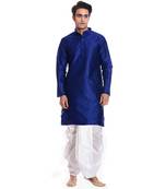 Men's Royal Blue Kurta White Dhoti