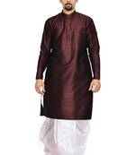 Men's Pink Voilet Kurta White Dhoti