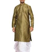 Men's Coper Gold Kurta White Dhoti
