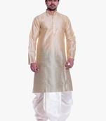 Men's Gold Kurta White Dhoti