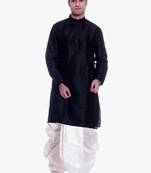 Men's Black Kurta White Dhoti