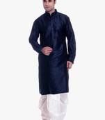 Men's Navy Blue Kurta White Dhoti