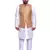 Men's White Matching Kurta Churidar With Gold Bindoo Waistcoat