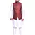 Men's White Matching Kurta Churidar With Solid Maroon Waistcoat
