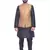 Men's Black Matching Kurta Churidar With Banarsi Copper Gold Waistcoat