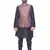 Men's Black Matching Kurta Churidar With Misty Rose Waistcoat