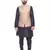 Men's Black Matching Kurta Churidar With Light Gold  Waistcoat
