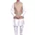 Men's Cream Matching Kurta Churidar With Banarsi Gold Waistcoat