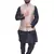Men's Black Matching Kurta Churidar With  Banarsi Gray 1st Waistcoat