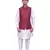 Men's Cream Matching Kurta Churidar With  Maroon 1st Waistcoat