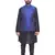 Men's Black Matching Kurta Churidar With Solid Royal Blue Waistcoat