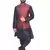Men's Black Matching Kurta Churidar With Solid Maroon Waistcoat