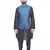 Men's Black Matching Kurta Churidar With Deep Sky Blue Waistcoat