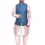Men's Double Tone Matching Kurta Churidar  With Solid Turquoise  Waistcoat