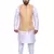 Men's White Matching Kurta Churidar With New Gold 1stWaistcoat