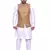 Men's White Matching Kurta Churidar With Banarsi Copper Gold  Waistcoat