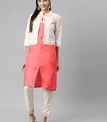 Light-red embroidered cotton salwar