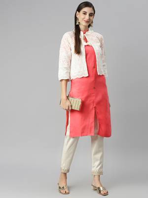 Light-red embroidered cotton salwar 2