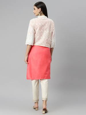 Light-red embroidered cotton salwar 3