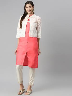 Light-red embroidered cotton salwar 5