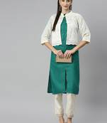 Dark-green embroidered cotton salwar