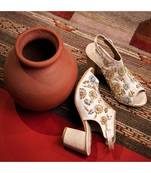 Zahara (Hand Embroidered, Gold Blocks Heels)