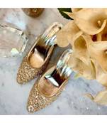 Stella Gold, Hand Embroidered, Gold Blocks Heels