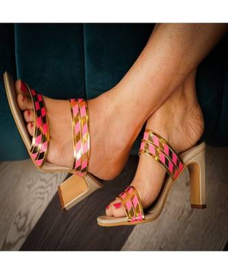 Petra ( Gold And Pink Block Heels) 1