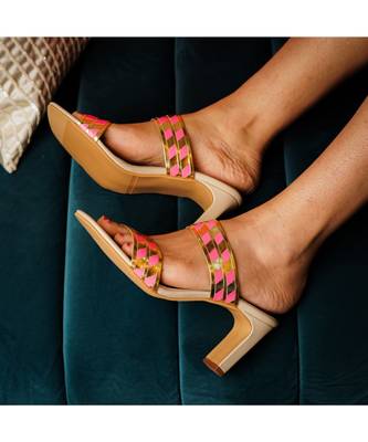 Petra ( Gold And Pink Block Heels) 2