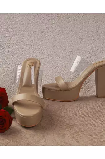 Clear Blocks (Transparent High Heel Blocks Nude Comfortable )