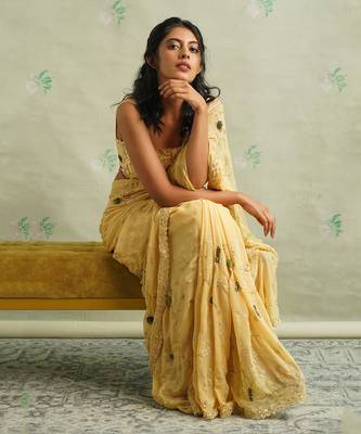 Yellow Jhal Embroidered Saree  2