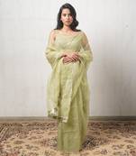 Light Green Kasturi Organza Saree Set