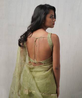 Light Green Kasturi Organza Saree Set 3