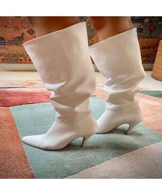 Alizeh (Knee Length Boots White Shoes Heels ) 1