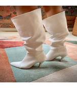 Alizeh (Knee Length Boots White Shoes Heels )