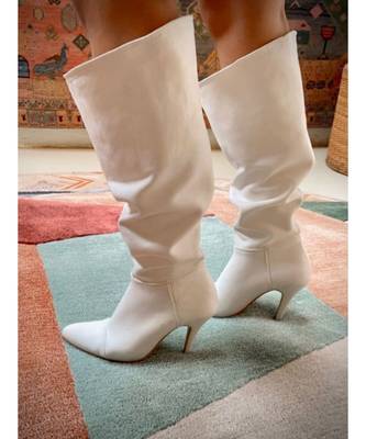 Alizeh (Knee Length Boots White Shoes Heels ) 2