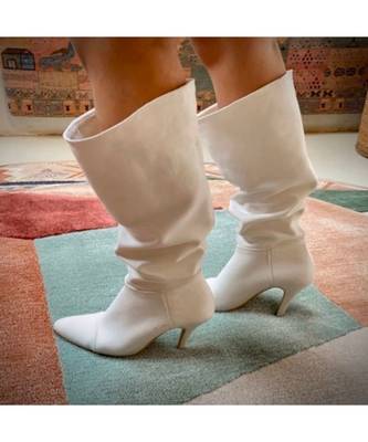 Alizeh (Knee Length Boots White Shoes Heels ) 3
