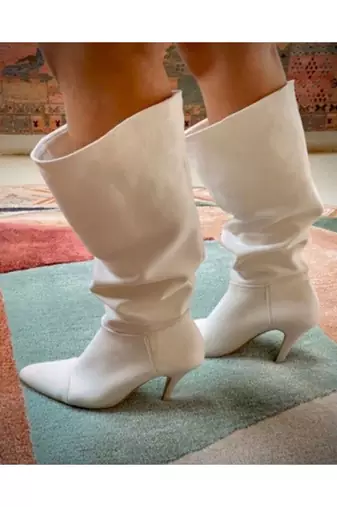 Alizeh (Knee Length Boots White Shoes Heels )